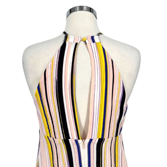 1. State Halter Neck Striped Mini Swing Trapeze Dress Size Medium - Picture 5 of 9